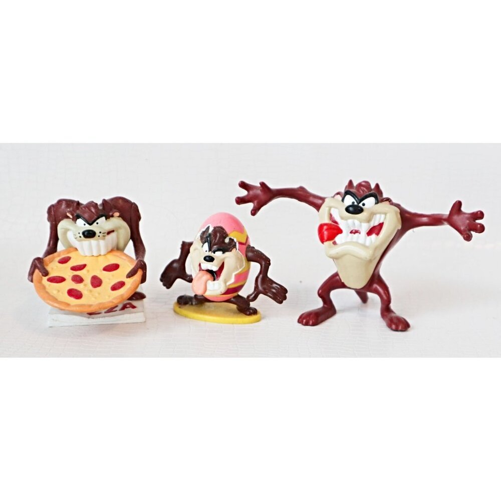 3 Vintage Tazmanian Devil PVC Figurine Pizza Taz Easter Egg Collectible Looney